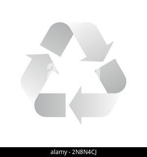 Universelles Recycling-Symbol. Thema: Geringe oder keine Abfälle, klare Energie, Erhaltung natürlicher Ressourcen, Schutz natürlicher Ökosysteme oder ökologische Nachhaltigkeit des Planeten. Hellgraues 3D-Vektorsymbol. Stock Vektor