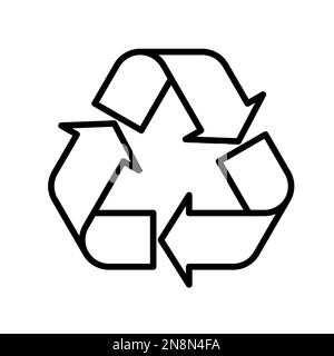 Universal Recycling Symbol. Thema: Geringer oder gar kein Abfall, klare Energie, Schutz natürlicher Ressourcen, Schutz natürlicher Ökosysteme oder ökologische Nachhaltigkeit des Planeten. Schwarzes Vektorsymbol für Umrisse. Stock Vektor