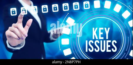 Textzeichen mit den Hauptproblemen. Internet-Konzept lebenswichtige oder ungeklärte Angelegenheit, über die die Leute streiten Stockfoto