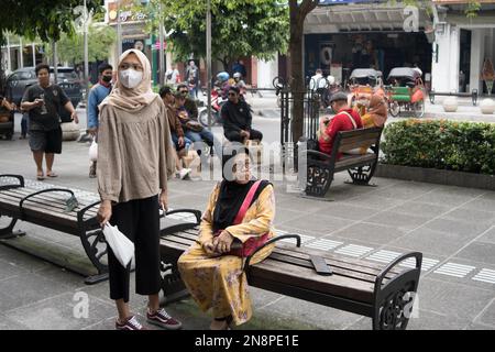 28. Januar 2023 Aktivitäten rund um Malioboro, Yogyakarta, Indonesien. Stockfoto