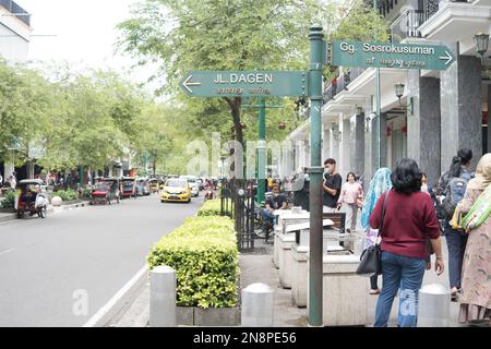28. Januar 2023 Aktivitäten rund um Malioboro, Yogyakarta, Indonesien. Stockfoto