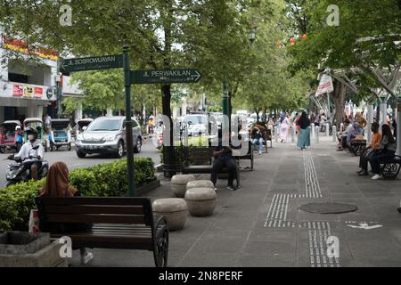 28. Januar 2023 Aktivitäten rund um Malioboro, Yogyakarta, Indonesien. Stockfoto