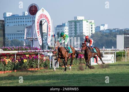 Kalkutta, Indien. 12. Februar 2023. Queen Elizabeth II Memorial Cup (Gr.3) 2023 im Royal Calcutta Turf Club, Kalkutta, Indien, am 11. Februar 2023 (Foto von Amlan Biswas/Pacific Press). Kredit: Pacific Press Media Production Corp./Alamy Live News Stockfoto