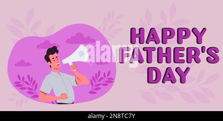 Textzeichen mit „Happy Father's Day“ (alles gute zum Vatertag). Internetkonzept Jahreszeit, um Väter auf der ganzen Welt zu feiern Stockfoto