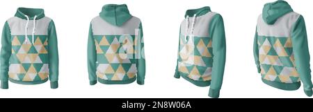 Realistisches Kapuzenpullover mit Mustermuster isolierter Vektordarstellung Stock Vektor