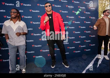 Phoenix, USA. 11. Februar 2023. Shawne Merriman läuft auf dem roten Teppich bei Michael Rubins Star-Studded Fanatics Super Bowl LVII Party, die am 11. Februar 2023 im Arizona Biltmore, Einem Waldorf Astoria Resort in Phoenix, Arizona, stattfindet. (Foto: TJ Roth/Sipa USA) Guthaben: SIPA USA/Alamy Live News Stockfoto