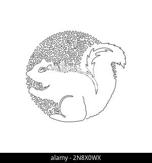 Eine einzelne geschwungene Linienzeichnung von flauschigem Eichhörnchen abstrakter Kunst. Vektorgrafik mit durchgehenden Linien zur Darstellung niedlicher Eichhörnchen als Symbol Stock Vektor
