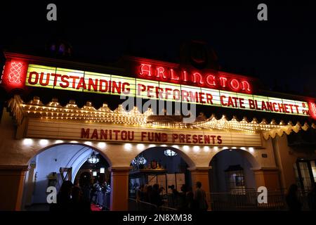 Santa Barbara, USA. 10. Februar 2023. Das Santa Barbara International Film Festival 22023 im Arlington Theatre am 10. Februar 2023 in Santa Barbara, Kalifornien, bietet einen allgemeinen Blick auf die Auszeichnung „herausragender Performer of the Year“. Foto: Crash/imageSPACE Credit: Imagespace/Alamy Live News Stockfoto