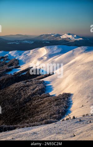 Mount Szeroki Wierch, Bieszczady Nationalpark, Karpaten, Polen. Stockfoto