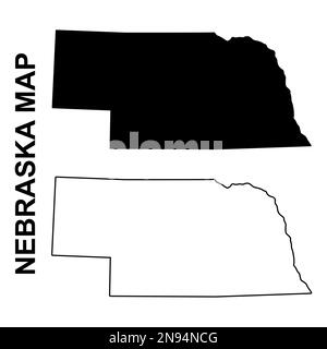 Set von Nebraska-Karte, vereinigte Staaten von amerika. Vektordarstellung für Symbole mit flachem Konzept. Stock Vektor