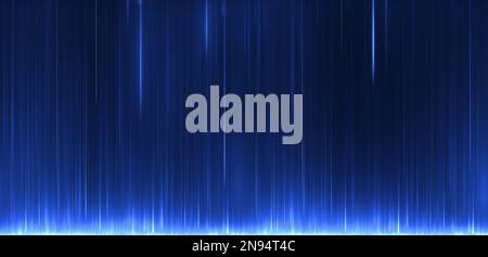 Blaue vertikale Lichtstrecken mit Bewegungseffekt. 3D Abbildung Stockfoto