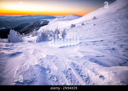 Mount Szeroki Wierch, Bieszczady Nationalpark, Karpaten, Polen. Stockfoto