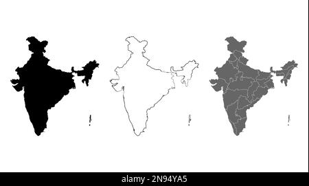 Kartengrafik Indien, Symbol Reiseregion, Land indianeratlas Region, Vektorgrafik . Stock Vektor
