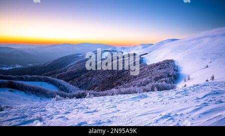 Mount Szeroki Wierch, Bieszczady Nationalpark, Karpaten, Polen. Stockfoto