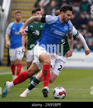 PLYMOUTH, ENGLAND - 11. FEBRUAR: Während der Sky Bet League One zwischen Plymouth Argyle und Portsmouth, im Home Park am 11. Februar 2023 in Plymouth, Großbritannien. (Foto von MB Media) Stockfoto