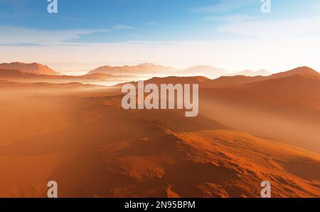 Exoplanet oder Extrasolarer roter Planet, 3D-Darstellung Stockfoto