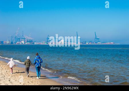 Hafen am Strand danzig Stockfoto