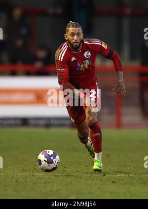 Kellan Gordan von Crawley Town während des zweiten EFL League-Spiels zwischen Crawley Town und Crewe Alexandra im Broadfield Stadium in Crawley. 11. Februar 2023 Stockfoto