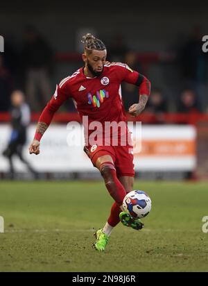 Kellan Gordan von Crawley Town während des zweiten EFL League-Spiels zwischen Crawley Town und Crewe Alexandra im Broadfield Stadium in Crawley. 11. Februar 2023 Stockfoto