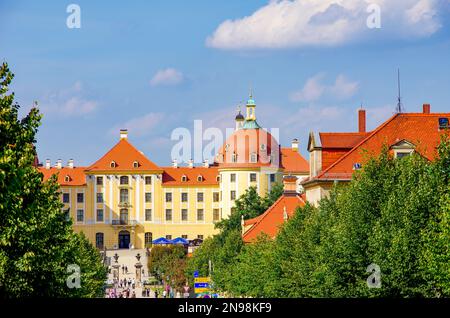 Moritzburg, Sachsen, Deutschland - 29. August 2012: Schloss Moritzburg bei Dresden, Blick von Süden. Stockfoto