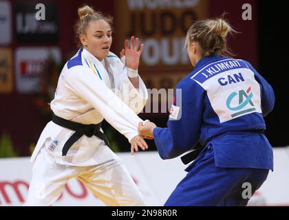 Jessica Klimkait aus Kanada und Daria Bilodid aus der Ukraine während des Judo Paris Grand Slam 2023 am 4. Februar 2023 in der Accor Arena in Paris, Frankreich – Photo Laurent Lairys / DPPI Stockfoto