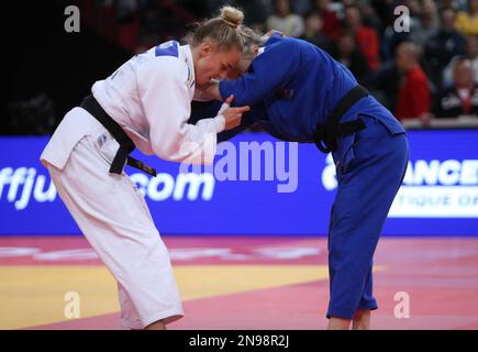 Jessica Klimkait aus Kanada und Daria Bilodid aus der Ukraine während des Judo Paris Grand Slam 2023 am 4. Februar 2023 in der Accor Arena in Paris, Frankreich – Photo Laurent Lairys / DPPI Stockfoto