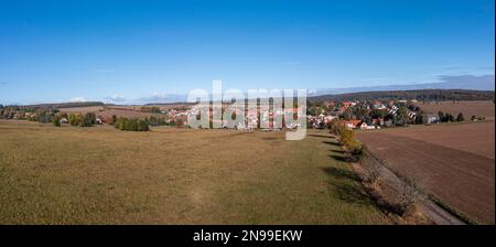 Luftaufnahme Siptenfelde in den Harz-Bergen Stockfoto