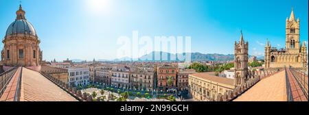 Panoramablick auf palermo vom Dach der kathedrale von palermo Stockfoto