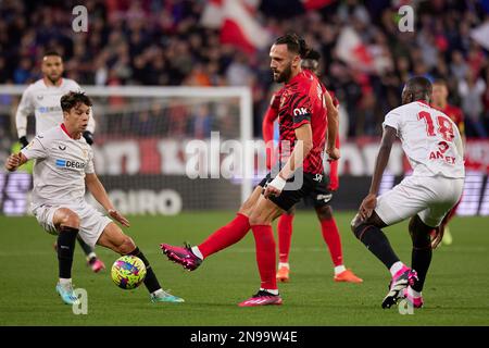 Sevilla, Spanien. 11. Februar 2023. Vedat Muriqi (7) von Mallorca während des Spiels LaLiga Santander zwischen dem FC Sevilla und Mallorca im Estadio Ramon Sanchez Pizjuan in Sevilla gesehen. (Foto: Gonzales Photo/Alamy Live News Stockfoto