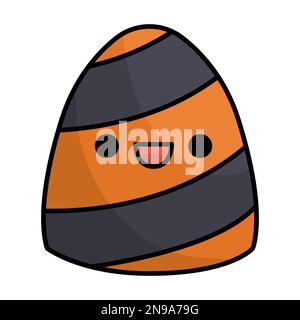 Vector Kawaii süß. Süße lächelnde Halloween-Figur für Kinder. Lustiger Herbsttag, Cartoon-Süßigkeiten-Dessert für Süßes oder Saures. Samhain Par Stock Vektor
