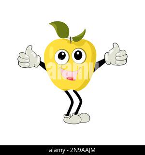 Apple Cartoon Figur Illustration eines Happy Apple Charakters. Roter, gelber, grüner Apfel lustiger Charakter, Konzept der Kindergesundheitsfürsorge Stock Vektor