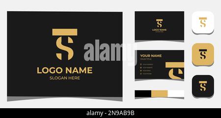 Template Logo Creative Initial T und S Luxus- und Goldkonzept. Kreative Vorlage mit Farbpalette, visuellem Branding, Visitenkarte und Symbol. Stock Vektor