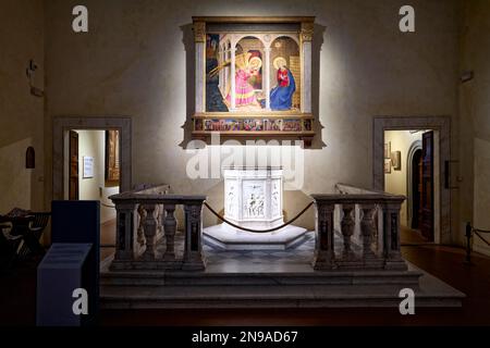 Cortona Arezzo Toskana Italien. Die Verkündigung von Cortona ist ein Tafelgemälde oder Retabel von Beato Angelico Stockfoto