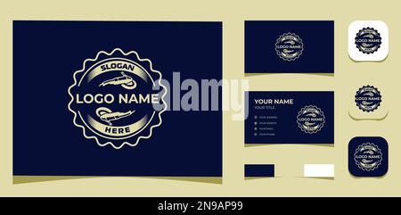 Vorlage Logo Creative Retro-Reparatur, Beschichtung, Fahrzeugdetails. Kreative Vorlage mit Farbpalette, visuellem Branding, Visitenkarte und Symbol. Stock Vektor
