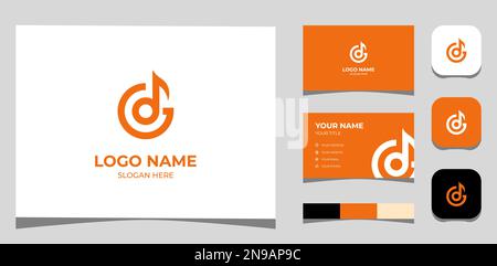 Template Logo Creative Initial G und Music Note, minimalistisches modernes Konzept. Kreative Vorlage mit Farbpalette, visuellem Branding, Visitenkarte Stock Vektor