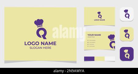 Template Logo Creative Initial Letter Q und Chef oder Kochen. Logo für Food and Resto. Kreative Vorlage mit Farbpalette, visuellem Branding Stock Vektor