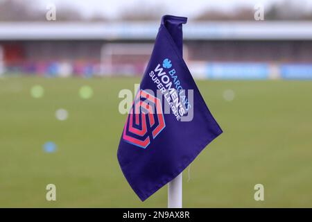 Crawley, Großbritannien. 12. Februar 2023. Die Szene ist vor dem Spiel der Barclays Womens Super League zwischen Brighton und Aston Villa im Broadfield Stadium in Crawley. (Tom Phillips/SPP) Kredit: SPP Sport Press Photo. Alamy Live News Stockfoto