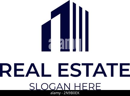 Logo Real Estate, Logo Home, Logo Building, Logo Company, minimalistisch und einfach, bearbeitbare Farbe, einfach zu verwenden für Ihr Unternehmen. Stock Vektor