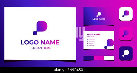 Template Logo Creative Initial Letter P mit Daten- oder Kunden- oder Digital Shape-Konzept. Kreative Vorlage mit Farbpalette, visuellem Branding Stock Vektor