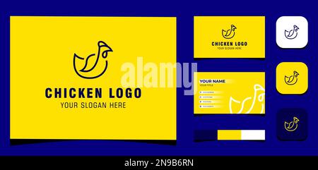 Template Logo Creative Chicken Outline Modern. Kreative Vorlage mit Farbpalette, visuellem Branding, Visitenkarte und Symbol Stock Vektor