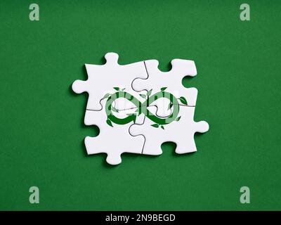 Kreislaufwirtschaftskonzept für künftiges Unternehmenswachstum und ökologische Nachhaltigkeit. Verringerung der Umweltverschmutzung für künftiges Wachstum von Unternehmen und Umwelt Stockfoto