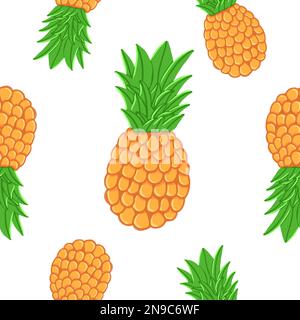 Einfaches, nahtloses Muster aus Ananas. Vektordarstellung im flachen Cartoon-Stil, isoliert auf weißem Hintergrund. Stock Vektor