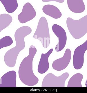 Violette Flecken nahtloses Muster auf weißem Hintergrund. Vektordarstellung in flacher Form. Stock Vektor