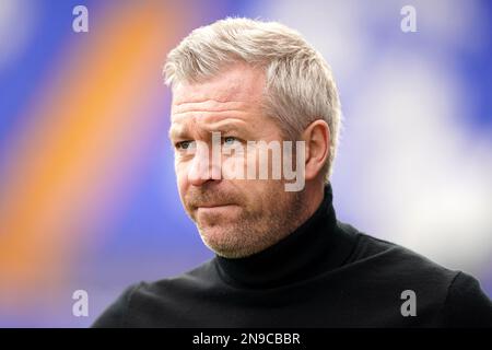 Leicester City Manager Willie Kirk vor dem Barclays Women's Super League Spiel in Prenton Park, Birkenhead. Foto: Sonntag, 12. Februar 2023. Stockfoto