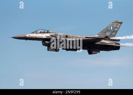 Greek Air Force General Dynamics F-16CJ Fighting Falcon, Royal International Air Tattoo, RIAT, RAF Fairford, Gloucestershire, Großbritannien. Hellenische Luftwaffe Stockfoto