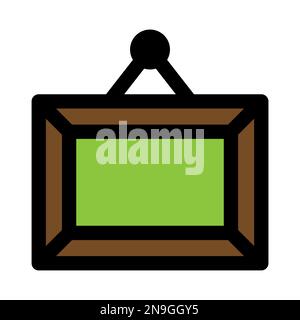 Symbollinie des Bildrahmens isoliert auf weißem Hintergrund. Schwarzer, flacher Klassiker mit modernem Umriss. Lineares Symbol und bearbeitbare Kontur. Einfach und pixelig Stock Vektor