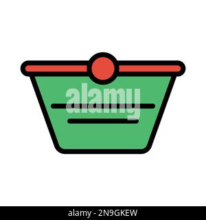 Symbolzeile des Warenkorbs isoliert auf weißem Hintergrund. Schwarzer, flacher Klassiker mit modernem Umriss. Lineares Symbol und bearbeitbare Kontur. Simple und pi Stock Vektor