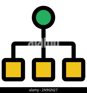 Symbollinie des Organisationsdiagramms isoliert auf weißem Hintergrund. Schwarzer, flacher Klassiker mit modernem Umriss. Lineares Symbol und bearbeitbare Kontur. Einfach A Stock Vektor