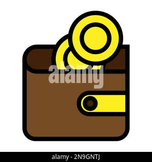 Symbolzeile für vollständige Brieftasche isoliert auf weißem Hintergrund. Schwarzer, flacher Klassiker mit modernem Umriss. Lineares Symbol und bearbeitbare Kontur. Einfach und Pixel Stock Vektor