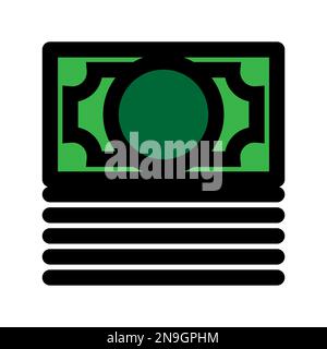 Symbolzeile des Geldstapels isoliert auf weißem Hintergrund. Schwarzer, flacher Klassiker mit modernem Umriss. Lineares Symbol und bearbeitbare Kontur. Einfach und Pixel Stock Vektor